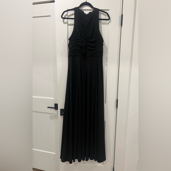 BNWT DKNY Ruched Mesh Trim Sleeveless Maxi Black Dress - Picture 8 of 9